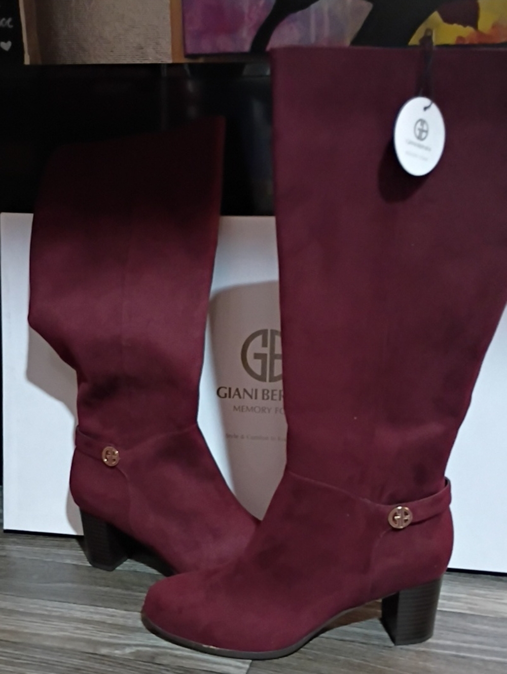 Giani Bernini Women’s Tall Burgundy Suede Heeled Boots